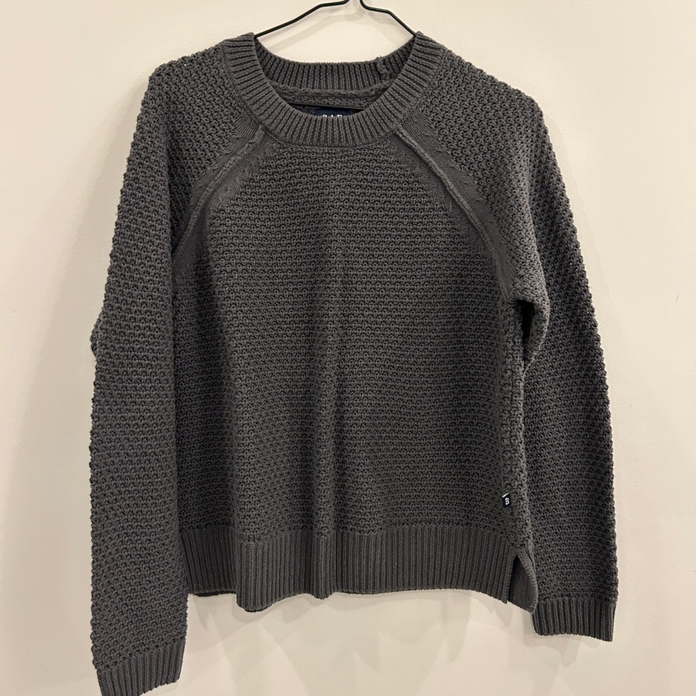 GAP, Cable Knit Sweater, Thin weight, Charcoal gray, Size Small, Loose Fit